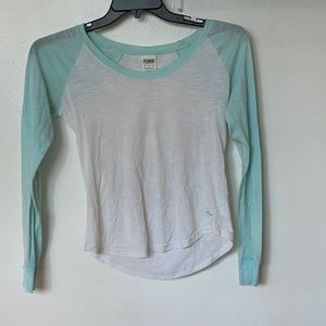 Victoria's Secret Pink baby blue/white jersey